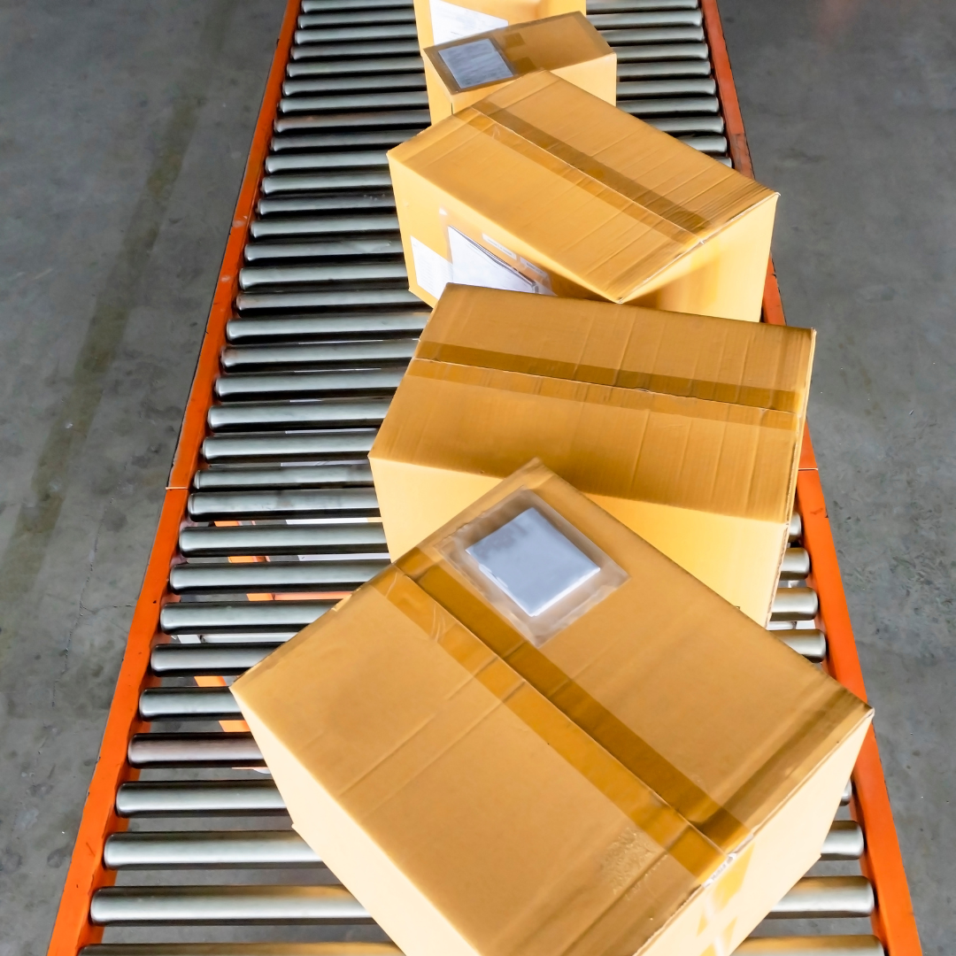 Boxes on a conveyer belt